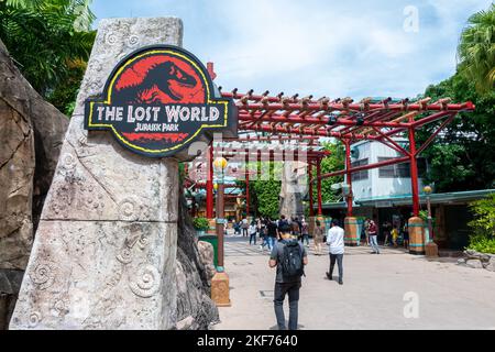 Das Lost World Jurassic Park Universal Studio Singapur Stockfoto