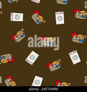 Nahtlose Muster Waschmaschine und Schüssel Kleidung Stock Vektor