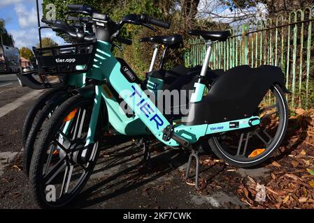 Tier Electric Hire Fahrrad Stockfoto