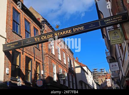 Ye Olde Starre Inne, 40 Stonegate, York, Yorkshire, England, UK, YO1 8AS Stockfoto