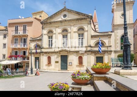 Kirche der Heiligen Jakob und Christopher, Theotoki-Platz, Altstadt von Korfu, Korfu (Kerkyra), Ionische Inseln, Griechenland Stockfoto