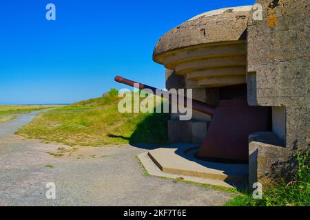 Deutsche Batterie Longues sur Mer Stockfoto