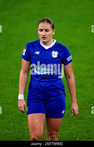 Cardiff, Großbritannien. 16.. November 2022. Hannah Power von Cardiff City in Aktion. Cardiff City gegen Abergavenny beim Genero Adran Premier im Cardiff City Stadium am 16.. November 2022. Quelle: Lewis Mitchell/Alamy Live News Stockfoto