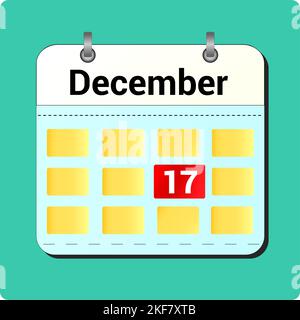 Kalendervektorzeichnung, Datum Dezember 17 auf der Seite Stock Vektor