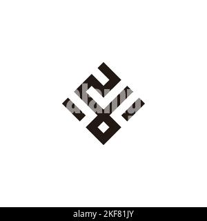 Zahl 2 Buchstabe d, quadratisches geometrisches Symbol einfacher Logovektor Stock Vektor