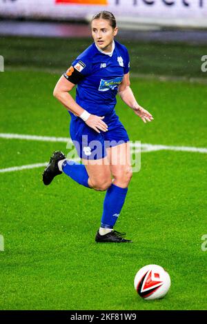 Cardiff, Großbritannien. 16.. November 2022. Hannah Power von Cardiff City in Aktion. Cardiff City gegen Abergavenny beim Genero Adran Premier im Cardiff City Stadium am 16.. November 2022. Quelle: Lewis Mitchell/Alamy Live News Stockfoto