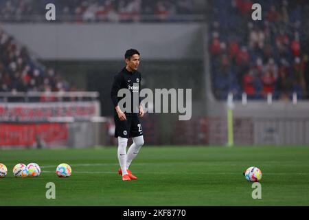 Saitama, Japan. 16.. November 2022. Makoto Hasebe (Frankfurt) Fußball/Fußball : Japan-Bundesliga Tour 2022 Spiel zwischen Urawa Red Diamonds 4-2 Eintracht Frankfurt im Saitama Stadium 2002 in Saitama, Japan . Quelle: Naoki Morita/AFLO SPORT/Alamy Live News Stockfoto