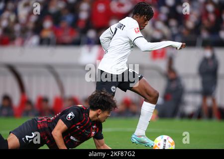 Saitama, Japan. 16.. November 2022. Junior Awusi (Frankfurt) Fußball: Fußball-Bundesliga Japan Tour 2022 Spiel zwischen Urawa Red Diamonds 4-2 Eintracht Frankfurt im Saitama Stadium 2002 in Saitama, Japan . Quelle: Naoki Morita/AFLO SPORT/Alamy Live News Stockfoto