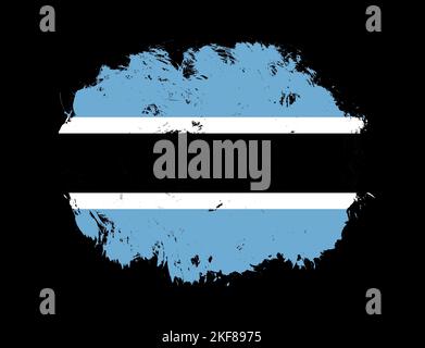 Botswana Flagge auf schwarzem Pinselhintergrund gemalt Stockfoto