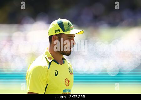 Marcus Stoinis aus Australien schaut beim Dettol ODI Series Spiel Australien gegen England im Adelaide Oval, Adelaide, Australien, 17.. November 2022 (Foto von Patrick Hoelscher/News Images) Stockfoto