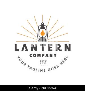 Vintage Restaurant Laterne Inspiration Lichtstrahl klassische Lampe Logo Icon Design Template Stock Vektor