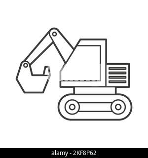 Vektor-Illustration eines Baggers. Icon-Stil mit schwarzer Umrandung. Bild für Kinder Stock Vektor