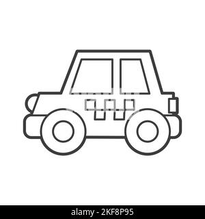 Vektor Illustration eines Taxiwagens. Icon-Stil mit schwarzer Umrandung. Bild für Kinder Stock Vektor