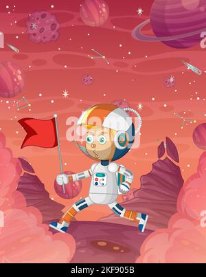 Ein Astronaut auf Galaxie Raum Hintergrund Illustration Stock Vektor