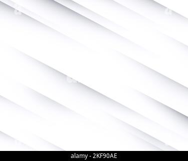 Abstrakter Hintergrund mit diagonalen grauen Linien auf Weiß. Graue Verlaufsstreifen mit Schatten. Hochauflösende Vollformat-Vorlage mit Platz für Kopien. Stockfoto