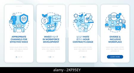 „Fair employment Practices“, blauer Bildschirm für mobile Apps Stock Vektor