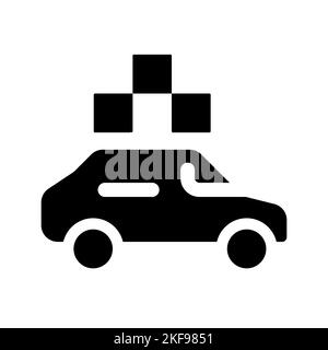 Taxi mit Checker Black Glyph ui-Symbol Stock Vektor