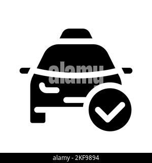 Genehmigtes Taxi bestellen schwarzes Glyph ui-Symbol Stock Vektor