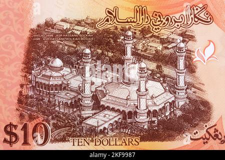Jame ASR Hassanil Bolkiah Moschee von Brunei Geld - Dollar Stockfoto