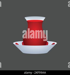 Türkisches Tee-Symbol. Cafe-Konzept, Cartoon von Sichel Vektor-Symbol für Web-Design isoliert auf weißem Hintergrund - Vektor. Vektorgrafik Stock Vektor