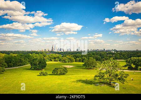 Der Fairmount Park mit Blick auf die Stadt Philadelphia Stockfoto