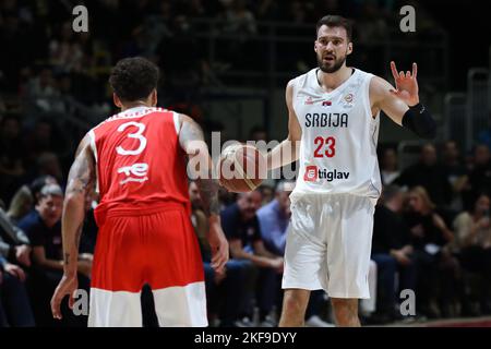 Belgrad, Serbien, 14.. November 2022. Marko Guduric aus Serbien ist während der FIBA Basketball-WM-Qualifikation 2023 in der Aleksandar Nikolic Hall in Belgrad, Serbien, gedeutet. 14. November 2022. Kredit: Nikola Krstic/Alamy Stockfoto