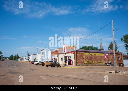 Regent, ND, USA - 19. Jun 2022: Regent beherbergt den 'Enchanted Highway', eine Serie von Metallskulpturen, das Hettinger County Historical Society Museu Stockfoto