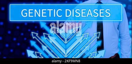 Konzeptionelle Bildunterschrift genetische Krankheiten. Geschäftsidee Krankheit, die durch eine Anomalie in einem einzelnen s verursacht wird, ist Genom Stockfoto