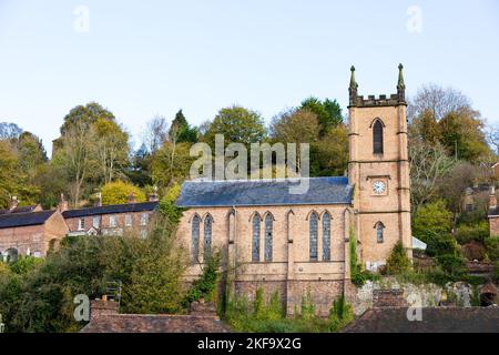 St. Luke's Episcopal Pfarrkirche. Church Hill, Ironbridge, Shropshire, England Stockfoto