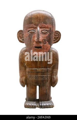 Männliche Figur. Bemaltes Holz, aus dem Königreich des Chimors oder der Chimu-Kultur Perus. Zwischen 1100 und 1400 n. Chr. Stockfoto