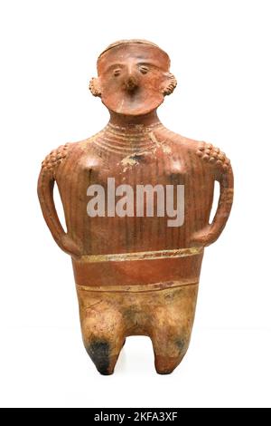 Anthropomorphe, keramische Figur, die einen Häuptling darstellt. Im Nayarit-Stil (400 v. Chr.-700 n. Chr.). Westmexiko. Stockfoto