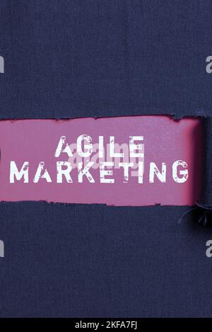 Textunterschrift mit agilem Marketing. Das Internetkonzept konzentriert sich auf Teambemühungen, die dem Endkunden einen Mehrwert bieten Stockfoto