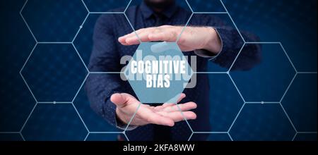 Schild mit kognitiver Bias. Konzept bedeutet psychologische Behandlung für psychische Störungen Stockfoto