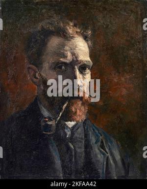 Vincent van Gogh (1853-1890), Selbstporträt mit Rohr, Ölmalerei auf Leinwand, 1886 Stockfoto