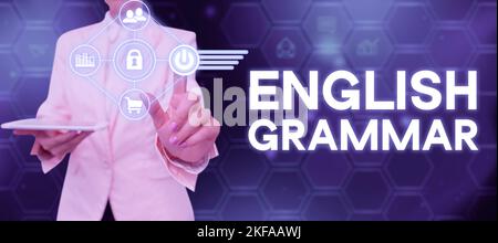 Inspiration zeigt Zeichen englische Grammatik. Konzeptionelle Fotokurse decken alle Ebenen des Sprechens und Schreibens in englisch ab Stockfoto