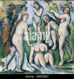 Paul Cezanne Malerei; fünf Badegäste, 1885-7, Post Impressionismus Gemälde, 19. Jahrhundert Frankreich. Stockfoto