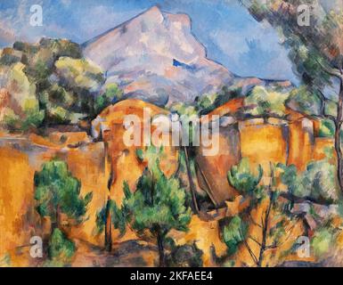 Paul Cezanne Malerei - Mont Sainte Victoire vom Bibemus Steinbruch aus gesehen; c 1895-9 Ölgemälde, Südfrankreich. Post Impressionist alten Meister. Stockfoto