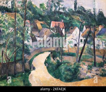 Paul Cezanne Gemälde,- Turn in the Road, 1881, Post Impressionismus Landschaftsmalerei, 19. Jahrhundert. Stockfoto