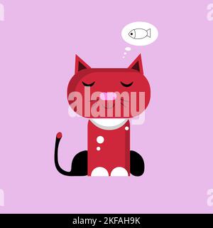 Vektor-Illustration Charakter Katze schlafen. Cute Kitty Katze Vektor Illustration Set mit verschiedenen Katzenrassen, Spielzeug und Futter. Zeichnen Sie den Doodle-Stil. Stock Vektor