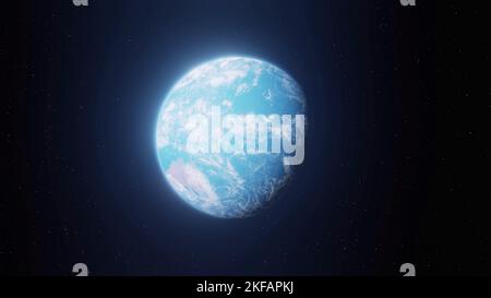 Erdplanet aus dem von der Sonne beleuchteten Weltraum, 3D Rendering von blauem Planeten, Heimat des Menschen. Elemente dieses Bildes von der NASA zur Verfügung gestellt Stockfoto