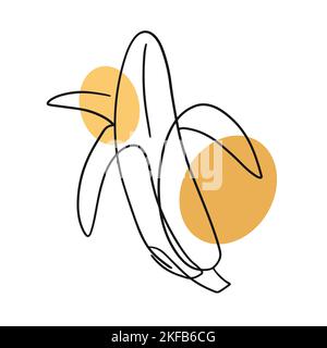 Banana eine Linie organische Zeichnung, Obst-Logo-Design Stock Vektor