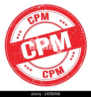 CPM-Text auf rotem rundem grungy Stempelschild geschrieben Stockfoto