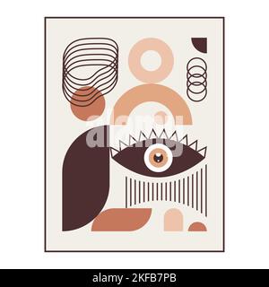 Geometrisches Bauhaus-Poster. Design mit verschiedenen Formen und Augen. Stock Vektor