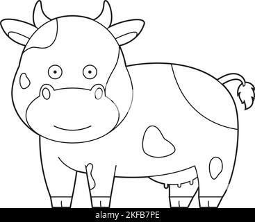 Einfache Färbung Cartoon Vektor Illustration einer Kuh Stock Vektor