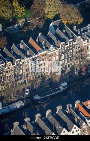 Aus der Nähe der Innenstadt von Amsterdam und der Umgebung Heerengracht und Prinsengracht Niederlande Stockfoto