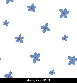 Niedliches Blumenmuster in der kleinen Blume. Blümchenmuster. Motive zufällig verstreut. Nahtlose Vektorstruktur. Elegante Vorlage für Modedrucke. Druck mit sehr kleinen blauen Blüten. Weißer Hintergrund. Vektorgrafik Stock Vektor