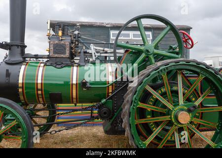 Tarrant Hinton.Dorset.Vereinigtes Königreich.August 25. 2022.Ein restaurierter Wallis und Steevens Zugmotor ist auf der Great Dorset Steam Fair zu sehen Stockfoto