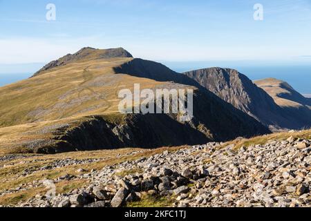 Blick auf den Gipfel von Cader Idris im snowdonia Nationalpark, Wales Stockfoto