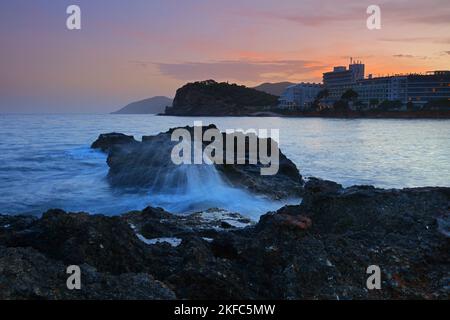 Santa Eulalia at Sunset, Ibiza, Balearen, Spanien. Stockfoto