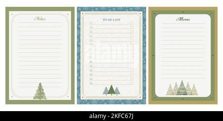 Weihnachtsbordüre, Notizen oder To Do-Liste mit elegantem Rahmen. Vektorgrafik Stock Vektor